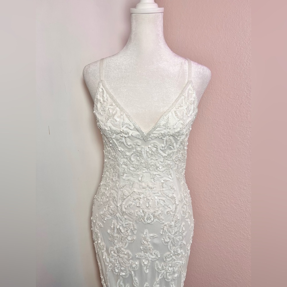 Everlasting Passion White Sequin Beaded Backless Maxi Wedding Dress by Lulus - Picture 5 of 14